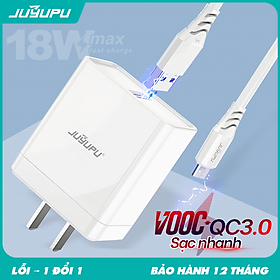 Mua Sạc nhanh JUYUPU Q1 QC3.0 18W bộ sạc điện thoại cao cấp kèm dây cáp sạc Micro Type C dành cho Samsung OPPO VIVO HUAWEI XIAOMI củ sạc - HÀNG CHÍNH HÃNG