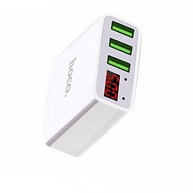 Cốc sạc Hoco C15 3 cổng USB,màn led báo điện áp - Hàng chính hãng