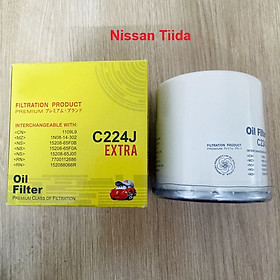 Lọc nhớt cho xe Nissan Tiida 2004-2015 mã phụ tùng 15208-65J00 mã C224J