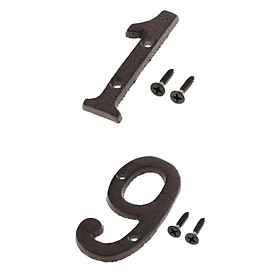 Hình ảnh 1 &9 Wrought Iron House Number,Matching Screws Included Black