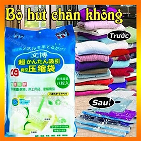 Bộ 8 Túi hút chân không đựng Chăn, màn, quần, áo TẶNG kèm bơm tay - Tiết kiệm tối đa tủ áo nhà bạn