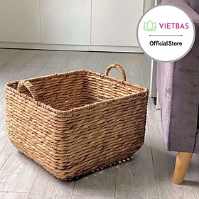 Giỏ lục bình đựng đồ VIETBAS vuông có quai mau159