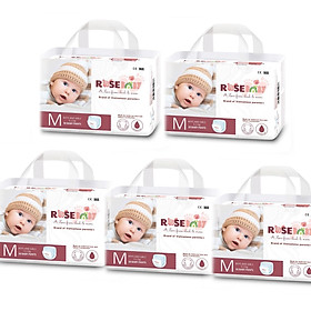 Combo 5 gói Bỉm tã quần ROSE BABY size M 30 miếng 6-11kg