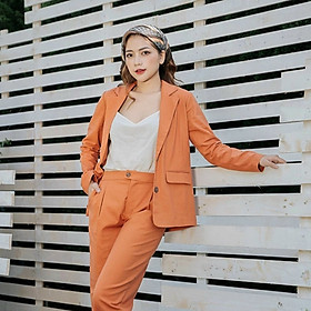 Áo blazer nữ dáng suông khoác nhẹ cao cấp vải linen lên form chuẩn đẹp, phối màu trẻ trung nữ tính Haint Boutique BZ08