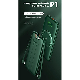 Pin dự phòng không dây tích hợp cáp sạc P1 GreenPower 20.000mAh - Home and Garden