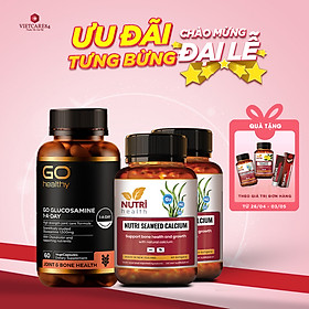Bộ sản phẩm chăm sóc xương khớp: Viên Xương Khớp GO GLUCOSAMINE 1-A-DAY ; 2 Canxi hữu cơ New Zealand Nutri Seaweed Calcium