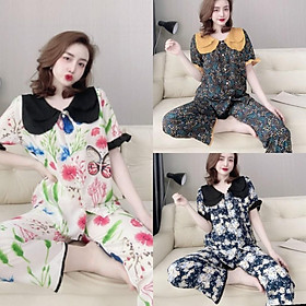 BỘ PIJAMA TIỂU THƯ LỤA HÀN QUẦN DÀI , TAY NGẮN, 40 -59kg