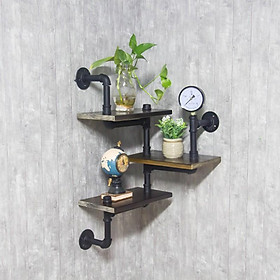 Kệ treo tường ống nước trang trí, kệ ống nước kiêm giá đỡ trang trí góc tường phòng khách, phòng ngủ