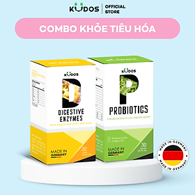 Combo KHỎE TIÊU HÓA, viên nang Kudos Probiotics 30 viên + viên nang Kudos Digestive Enzymes 30 viên