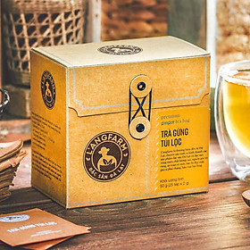 Trà gừng túi lọc Langfarm, 25 tép, hộp, mẫu quấn dây kraft