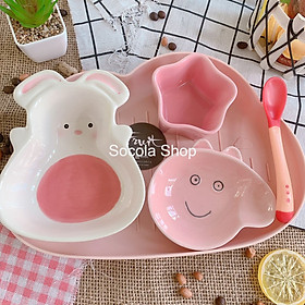Mua Bộ Chén Ăn Dặm Bằng Sứ Hình Thỏ Trắng Và Các Chén Sứ Nhỏ Cute