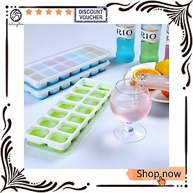 Mua Khuôn Làm Đá Silicon 14 Ô Có Nắp Đậy Tránh Bụi Bẩn Dẻo Dai Dễ Dàng Lấy Đá Ra Khỏi Khay-Giao Màu Ngẫu Nhiên - Hàng Chất Lượng