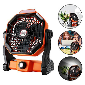 Outdoor Camping Fan with LED Light Portable Fan Rechargeable 10000mAh Battery Operated Powered Fan Personal USB Desk Fan for Travel, Bedroom, Home