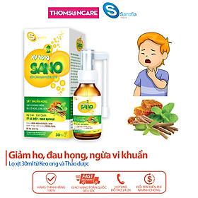 Xịt họng keo ong Sano, Lọ 30ml giúp làm sạch miệng, giảm ho