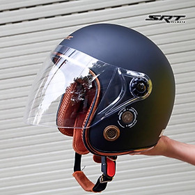Mũ bảo hiểm 3/4 SRT ASA01 kính phủ liền lỗ thông gió thoáng khí
