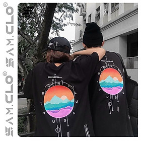 Áo thun tay lỡ SAM CLO freesize nữ phông form rộng Unisex, mặc lớp, nhóm, cặp in chữ CREPUSCULAR hình HOÀNG HÔN màu đen
