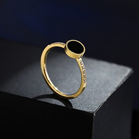 Nhẫn Nữ Mặt Tròn Titan Ko Đen TT 3208