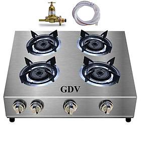 Mua Bếp Gas Khè Công Nghiệp Vuông Inox GDV 4 Lò Đốt - Hàng Chính Hãng