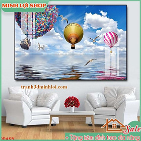 Tranh BIỂN ĐẠI DƯƠNG tráng gương pha lê trang trí không gian TẶNG KÈM ĐINH TREO SEA03