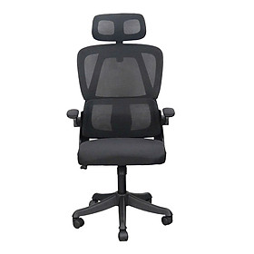 Ghế công thái học có tựa đầu màu đen CM4564-M Nội thất Capta Lưng lưới nệm vải lưới chân nhựa xoay nâng hạ gật gù tay điều chỉnh hcm