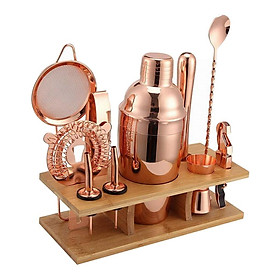 Professional Club Pub Bartender Kit Cocktail Shaker  With Bamboo Stand