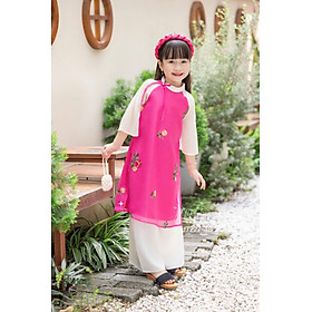 Bộ áo dài tết cho bé gái mẫu HOA xinh xắn diện tết năm mới giáng sinh noel từ 12-50kg hàng thiết kế cao cấp