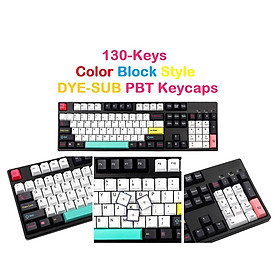 130 Keys PBT Keycap Set Color Block Theme for 61/64/72/98/108 Keyboard