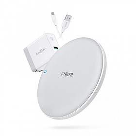 Bộ Đế Sạc Không Dây Anker PowerWave Chuẩn Qi 7.5W Kèm Adapter Sạc Anker A2013 18W Hỗ Trợ Sạc Nhanh QC 3.0 Và Sạc Nhanh Cho iPhone - B2514 - Hàng Chính Hãng