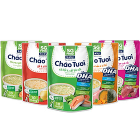 Lốc 5 - Cháo Tươi Baby Sài Gòn Food 240g, Gà, Thịt Bằm, Bò, Tôm, Cá Hồi
