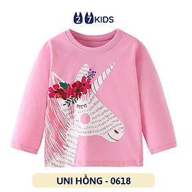 Áo thun dài tay bé gái 27Kids Forest Kingdom áo thu đông nữ 100% Cotton