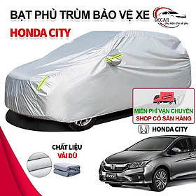 Bạt che nắng mưa bảo vệ xe ô tô Honda City, bạt vải dù Oxford cao cấp bạc che ô tô 5 chỗ xe hơi 3 lớp thông minh