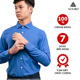 ÁO SƠ MI NAM DÀI TAY TRƠN MÀU XANH ĐẬM ALIGRO DÁNG SLIMFIT MÃ ALGS199