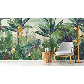 Mua (HCM) Tranh dán tường 3d lá nhiệt đới tropical 5 tranh sẵn keo  dễ dán(in theo yêu cầu)