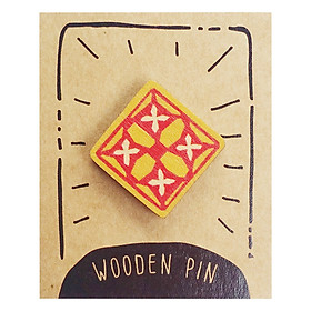 Huy Hiệu Cài Áo Gỗ Họa Tiết Gạch Bông GB002