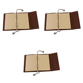 Set of 3 Leather Notebook Portable Loose Leaf Blank Notebook for Travel