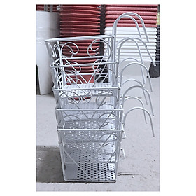 5 Giỏ Sắt 16x14cm Hình Vuông - Màu TRẮNG Treo Chậu Hoa Lan can Ban Công