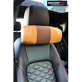 Gối tựa đầu ô tô cao cấp nhãn hiệu Macsim tích hợp giá treo điện thoại mã CHP03A màu đen, mầu be, mầu nâu