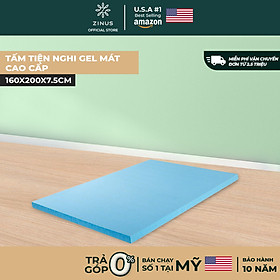 Topper Tấm Tiện Nghi Làm Mềm Nệm Gel Mát Cao Cấp Zinus - Gel Memory Foam Mattress Topper with Cover 160x200*7.5cm