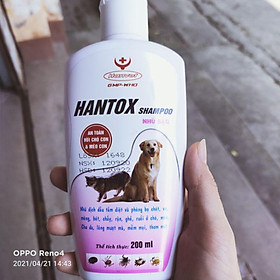 Sữa tắm Hantox Nano bạc an toàn trị ve, ghẻ, bò chét, rận, cho chó mèo con, trưởng thành, mang bầu