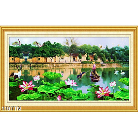TRANH DÁN TƯỜNG VẢI LỤA 3D SƠN THUỶ HỮU TÌNH TẶNG KÈM KEO DÁN - TRANH PHONG CẢNH SƠN THUỶ TÁC NƯỚC