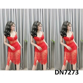 Đầm ren cúp ngực xẻ tà có quần sexy