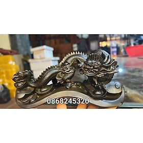 Tượng con rồng bằng gỗ mụn hoa kt 19×10×8cm 