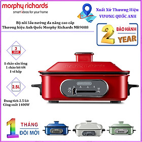 Mua Bộ nồi lẩu nướng đa năng cao cấp Morphy Richards MR9088 công suất 1400W gồm 1 bếp chính  1 chảo bít tết  1 chảo sâu lòng (2.5 Lít) và 1 vỉ hấp