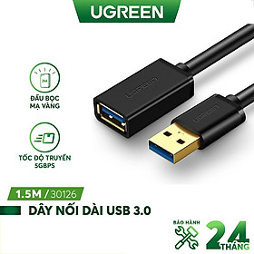 Dây nối dài USB 3.0 mạ vàng dài từ 1-3m UGREEN US129 dây dạng dẹt và tròn - Hàng Chính Hãng