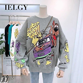 Áo Sweater Cổ Tròn Dáng Rộng In Họa Tiết Hoạt Hình Xinh Xắn Cho Nữ