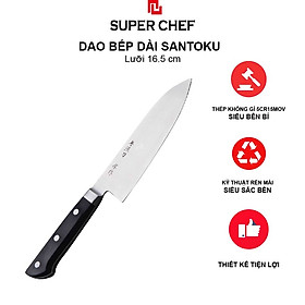 Mua Dao Bếp Dài Santoku Chính Hãng Super Chef Công Nghệ Nhật Siêu Sắc Bén  Lâu Cùn  Lưỡi Thép Cao Cấp Không Gỉ Sét   An Toàn Sức Khỏe Siêu Tiện Lợi ( Lưỡi dài 16.5cm)