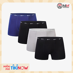 Combo 4 quần lót nam Boxer sợi cạp 1cm sợi tre tự nhiên mềm mịn thấm hút mồ hôi, co giãn 4 chiều MRM Manlywear (3 màu)