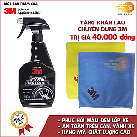 Chai xịt bảo dưỡng lốp ô tô 3M 39042 (Hàng Mỹ) tặng khăn lau ô tô chuyên dụng 3M màu ngẫu nhiên