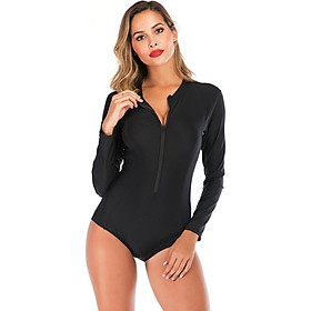 Swimwear Women Sexy Long Sleeve Swimsuit Solid Black Diving Beach Swimsuit Bathing Suits Swimming Suit