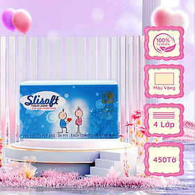 Giấy ăn Slisoft Vàng tự nhiên đa năng,khăn giấy rút không chất tẩy trắng an toàn cho cả gia đình